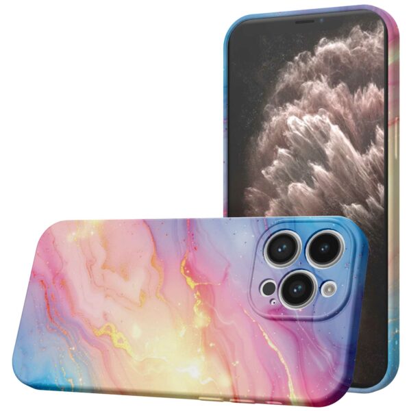 regenboog glitter marmer opdruk_iPhone 11 Pro Max telefoonhoesje met volledige rondom bedrukking (1)