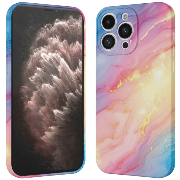 regenboog glitter marmer opdruk_iPhone 11 Pro Max telefoonhoesje met volledige rondom bedrukking (3)