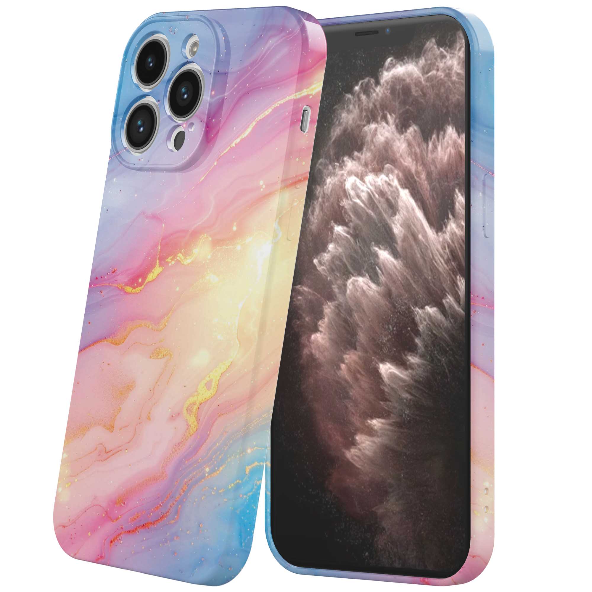 regenboog glitter marmer opdruk_iPhone 11 Pro Max telefoonhoesje met volledige rondom bedrukking (6)