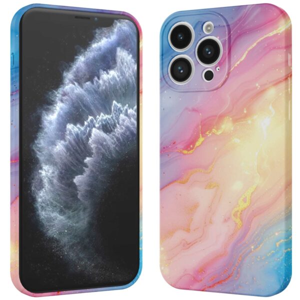 regenboog glitter marmer opdruk_iPhone 11 Pro telefoonhoesje met volledige rondom bedrukking (3)