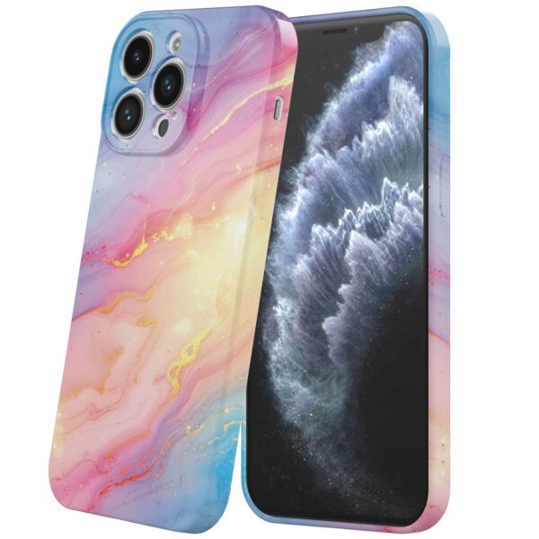 regenboog glitter marmer opdruk_iPhone 11 Pro telefoonhoesje met volledige rondom bedrukking (6)