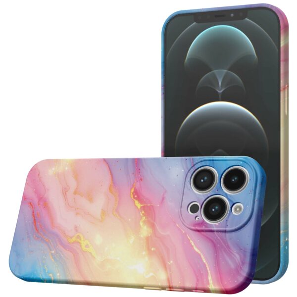 regenboog glitter marmer opdruk_iPhone 12 Pro Max telefoonhoesje met volledige rondom bedrukking (1)