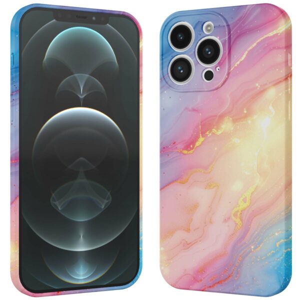 regenboog glitter marmer opdruk_iPhone 12 Pro Max telefoonhoesje met volledige rondom bedrukking (3)