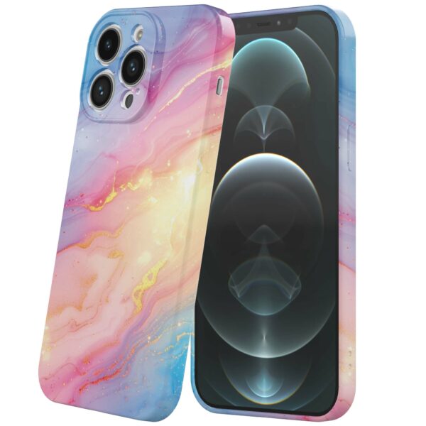 regenboog glitter marmer opdruk_iPhone 12 Pro Max telefoonhoesje met volledige rondom bedrukking (6)