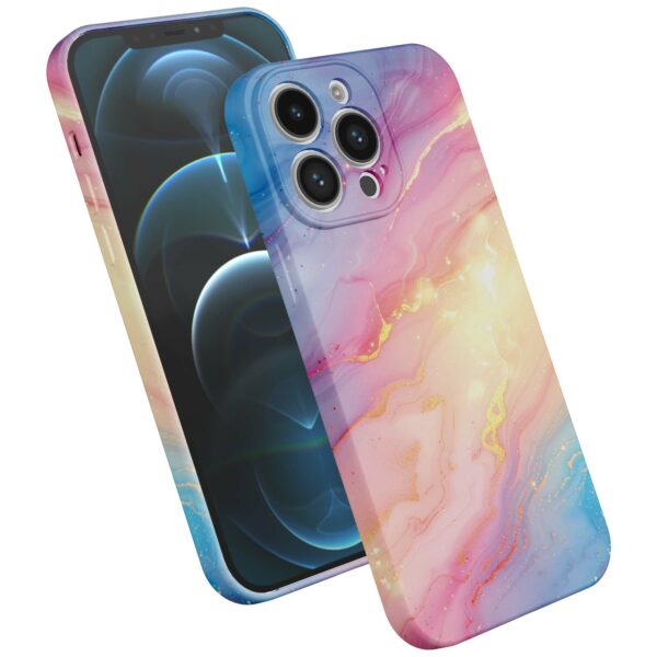 regenboog glitter marmer opdruk_iPhone 12 Pro telefoonhoesje met volledige rondom bedrukking (2)
