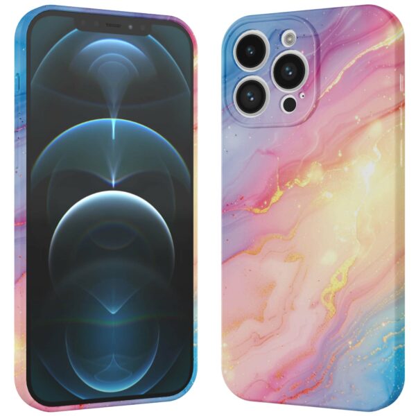 regenboog glitter marmer opdruk_iPhone 12 Pro telefoonhoesje met volledige rondom bedrukking (3)