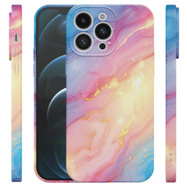 regenboog glitter marmer opdruk_iPhone 12 Pro telefoonhoesje met volledige rondom bedrukking (4)