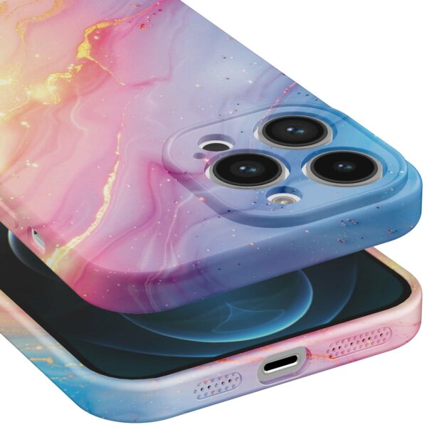 regenboog glitter marmer opdruk_iPhone 12 Pro telefoonhoesje met volledige rondom bedrukking (5)