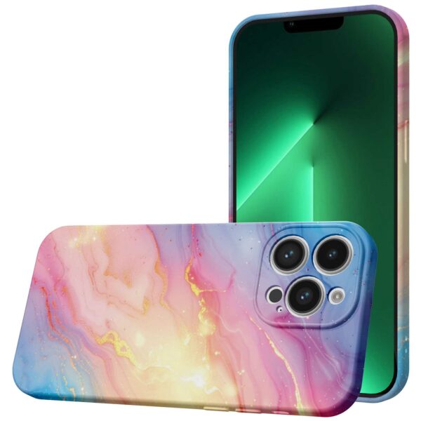 regenboog glitter marmer opdruk_iPhone 13 Pro Max telefoonhoesje met volledige rondom bedrukking (1)