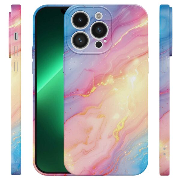 regenboog glitter marmer opdruk_iPhone 13 Pro Max telefoonhoesje met volledige rondom bedrukking (4)