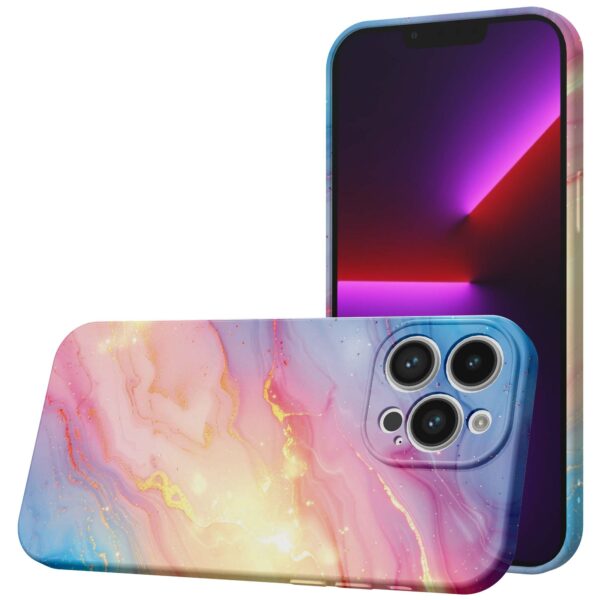 regenboog glitter marmer opdruk_iPhone 13 Pro telefoonhoesje met volledige rondom bedrukking (1)