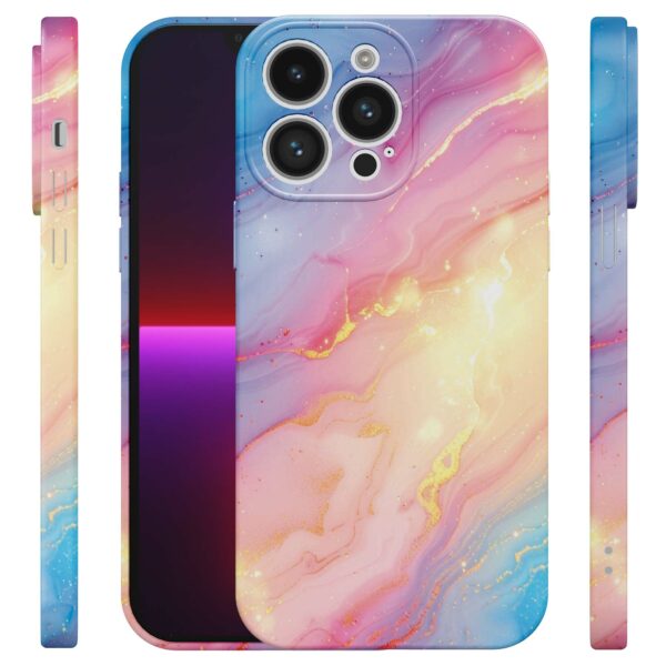 regenboog glitter marmer opdruk_iPhone 13 Pro telefoonhoesje met volledige rondom bedrukking (4)