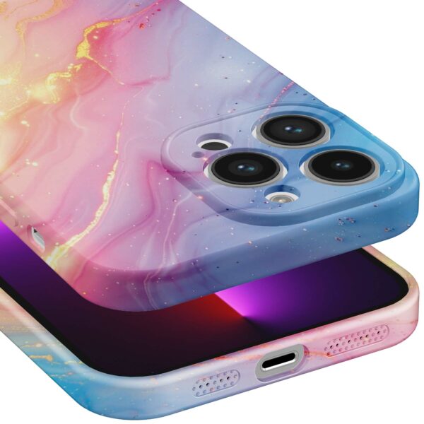 regenboog glitter marmer opdruk_iPhone 13 Pro telefoonhoesje met volledige rondom bedrukking (5)