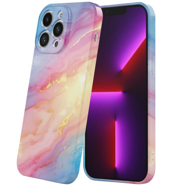 regenboog glitter marmer opdruk_iPhone 13 Pro telefoonhoesje met volledige rondom bedrukking (6)