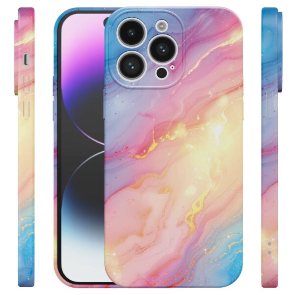 regenboog glitter marmer opdruk_iPhone 14 Pro Max telefoonhoesje met volledige rondom bedrukking (4)