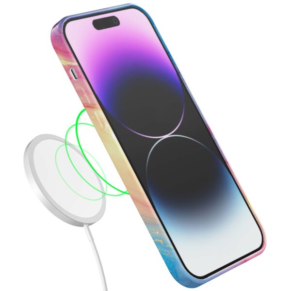 regenboog glitter marmer opdruk_iPhone 14 Pro Max telefoonhoesje met volledige rondom bedrukking (7)
