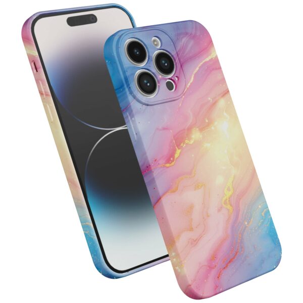 regenboog glitter marmer opdruk_iPhone 14 Pro telefoonhoesje met volledige rondom bedrukking (2)