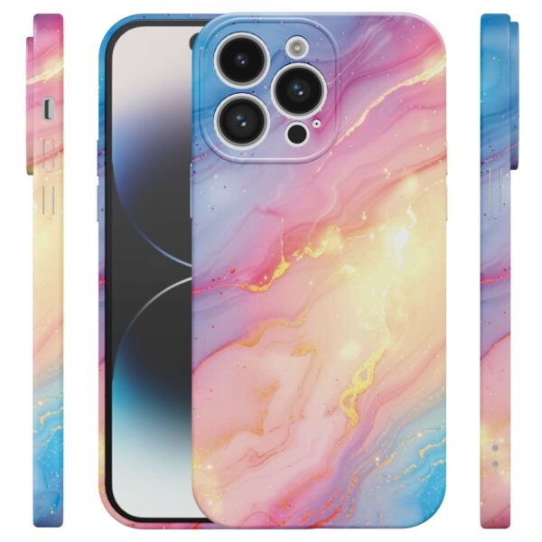 regenboog glitter marmer opdruk_iPhone 14 Pro telefoonhoesje met volledige rondom bedrukking (4)