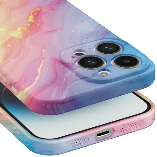 regenboog glitter marmer opdruk_iPhone 14 Pro telefoonhoesje met volledige rondom bedrukking (5)