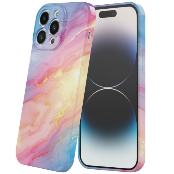 regenboog glitter marmer opdruk_iPhone 14 Pro telefoonhoesje met volledige rondom bedrukking (6)
