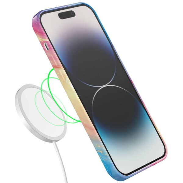 regenboog glitter marmer opdruk_iPhone 14 Pro telefoonhoesje met volledige rondom bedrukking (7)