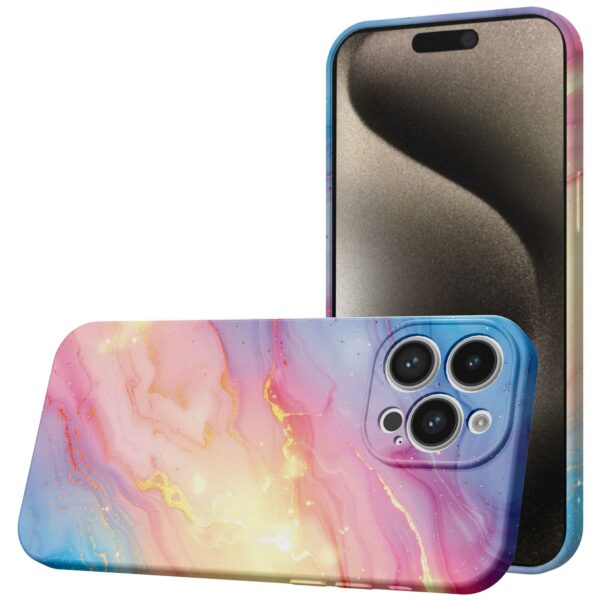 regenboog glitter marmer opdruk_iPhone 15 Pro Max telefoonhoesje met volledige rondom bedrukking (1)