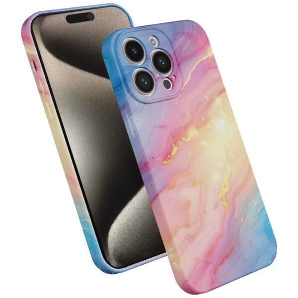 regenboog glitter marmer opdruk_iPhone 15 Pro Max telefoonhoesje met volledige rondom bedrukking (2)