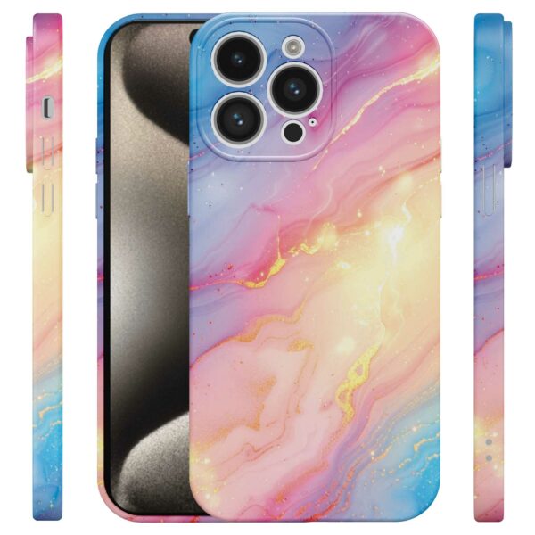 regenboog glitter marmer opdruk_iPhone 15 Pro Max telefoonhoesje met volledige rondom bedrukking (4)
