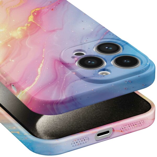 regenboog glitter marmer opdruk_iPhone 15 Pro Max telefoonhoesje met volledige rondom bedrukking (5)