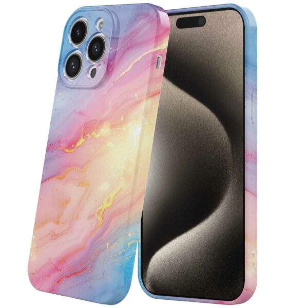regenboog glitter marmer opdruk_iPhone 15 Pro Max telefoonhoesje met volledige rondom bedrukking (6)
