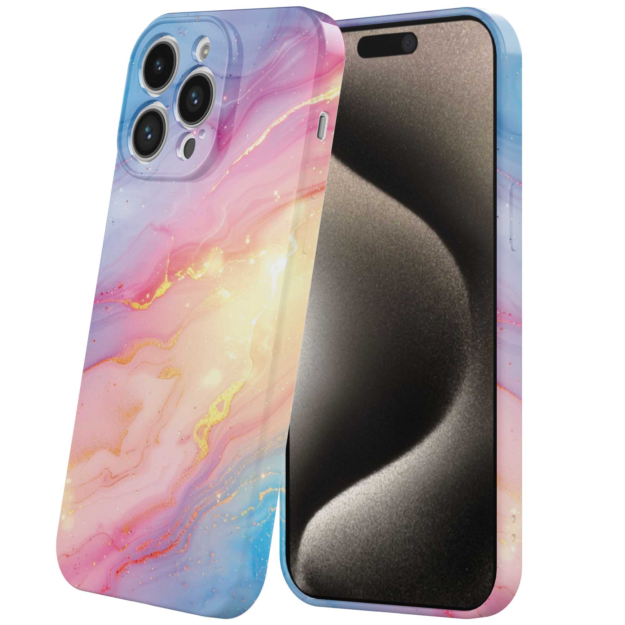 regenboog glitter marmer opdruk_iPhone 15 Pro Max telefoonhoesje met volledige rondom bedrukking (6)
