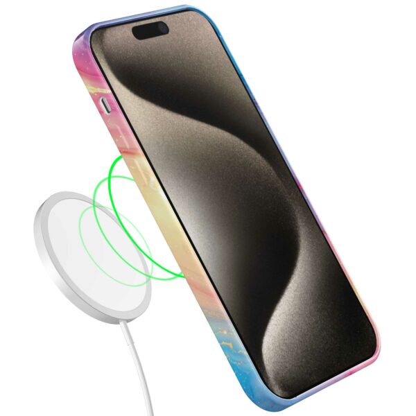 regenboog glitter marmer opdruk_iPhone 15 Pro Max telefoonhoesje met volledige rondom bedrukking (7)