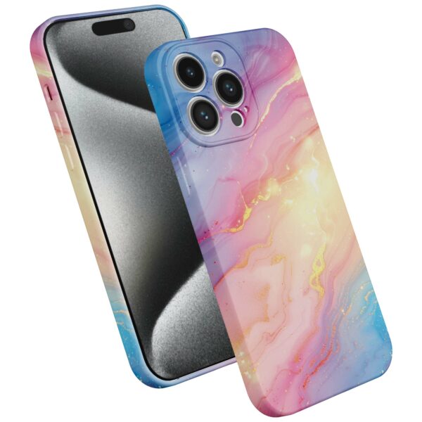 regenboog glitter marmer opdruk_iPhone 15 Pro telefoonhoesje met volledige rondom bedrukking (2)