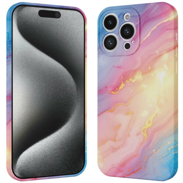 regenboog glitter marmer opdruk_iPhone 15 Pro telefoonhoesje met volledige rondom bedrukking (3)