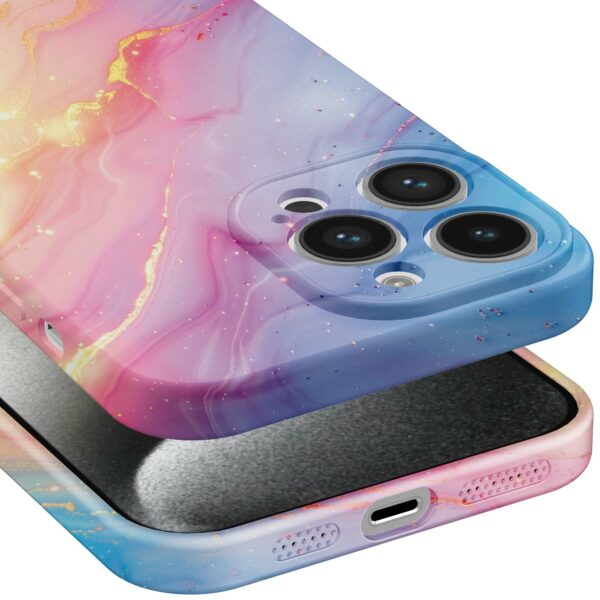 regenboog glitter marmer opdruk_iPhone 15 Pro telefoonhoesje met volledige rondom bedrukking (4)