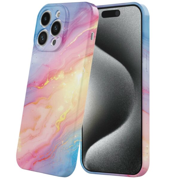 regenboog glitter marmer opdruk_iPhone 15 Pro telefoonhoesje met volledige rondom bedrukking (6)