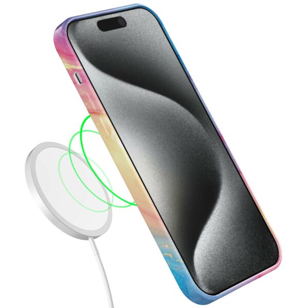 regenboog glitter marmer opdruk_iPhone 15 Pro telefoonhoesje met volledige rondom bedrukking (7)