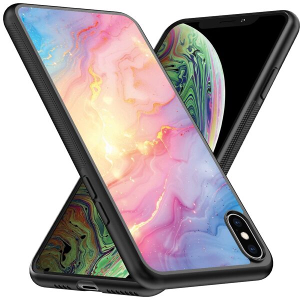 regenboog glitter marmer opdruk_iPhone X-Xs telefoonhoesje (2)