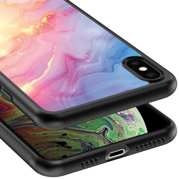 regenboog glitter marmer opdruk_iPhone X-Xs telefoonhoesje (3)