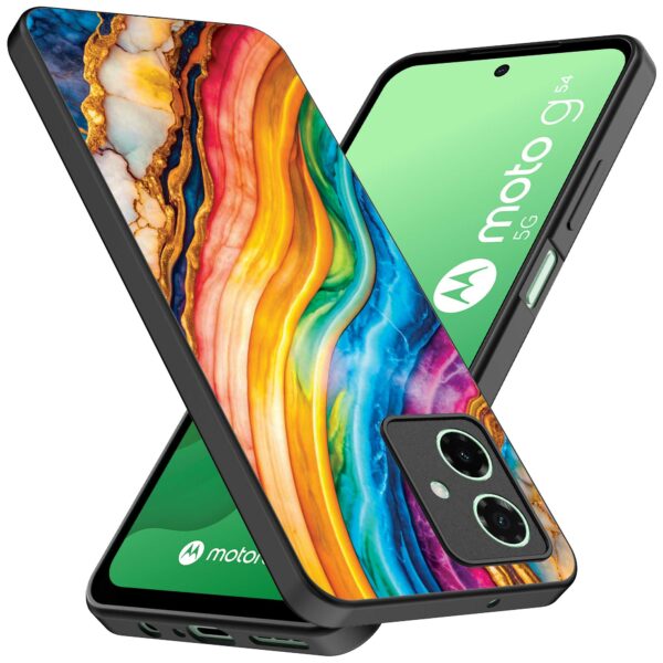 regenboog goud marmer opdruk_Motorola Moto G54 telefoonhoesje