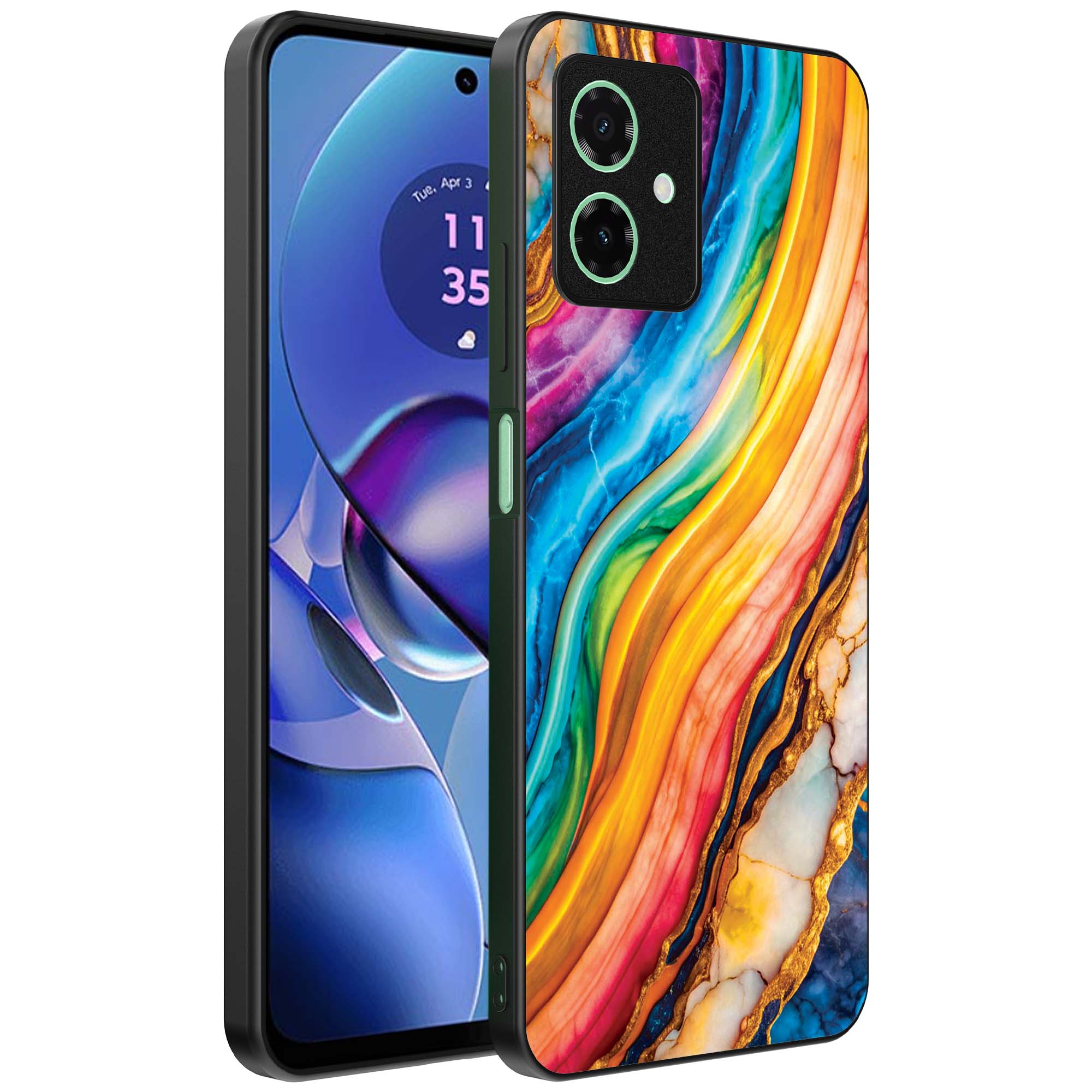 regenboog goud marmer opdruk_Motorola Moto G64 telefoonhoesje (1)