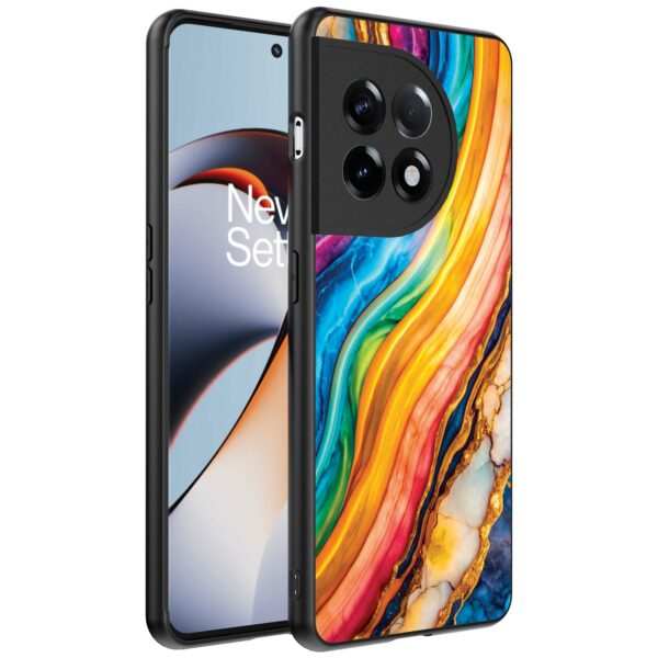 regenboog goud marmer opdruk_OnePlus 11R Telefoonhoesje (1)