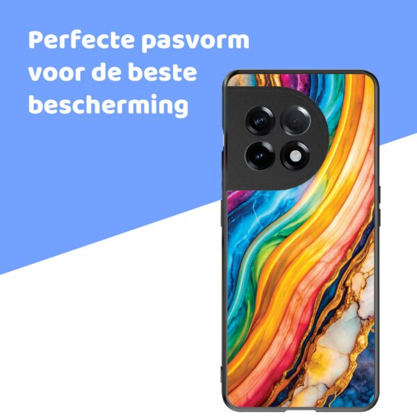 regenboog goud marmer opdruk_OnePlus 11R Telefoonhoesje (4)