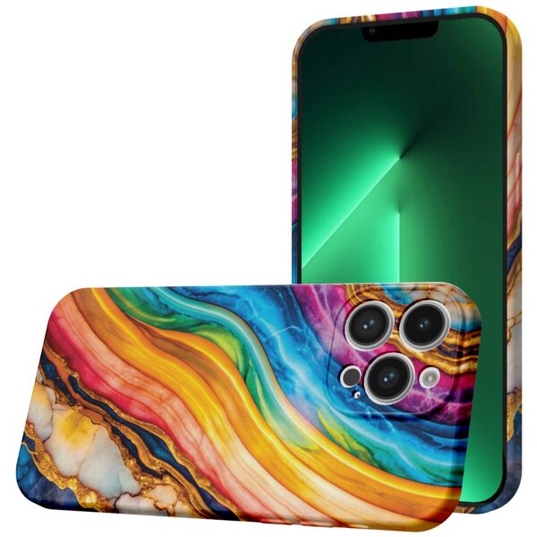 regenboog goud marmer opdruk_iPhone 13 Pro Max telefoonhoesje met volledige rondom bedrukking (1)