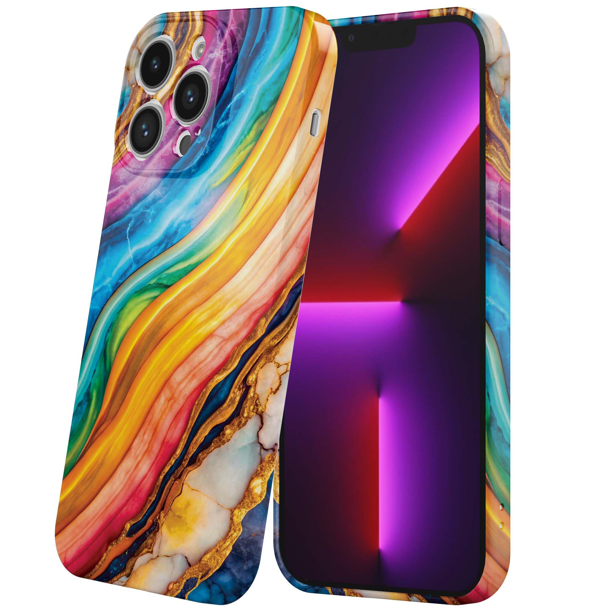 regenboog goud marmer opdruk_iPhone 13 Pro telefoonhoesje met volledige rondom bedrukking (6)