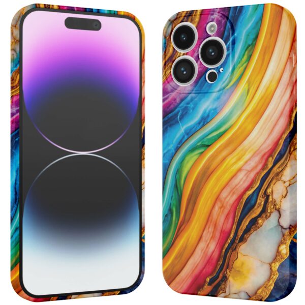 regenboog goud marmer opdruk_iPhone 14 Pro Max telefoonhoesje met volledige rondom bedrukking (3)