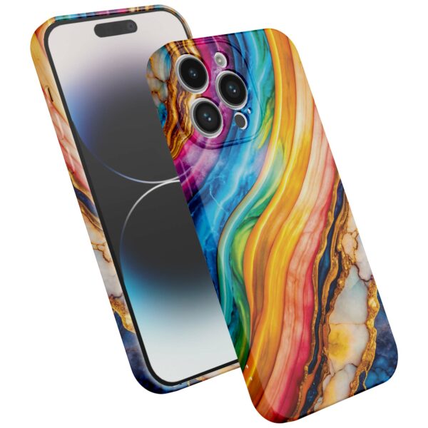 regenboog goud marmer opdruk_iPhone 14 Pro telefoonhoesje met volledige rondom bedrukking (2)