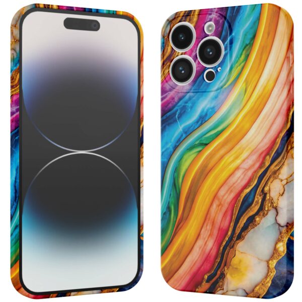 regenboog goud marmer opdruk_iPhone 14 Pro telefoonhoesje met volledige rondom bedrukking (3)