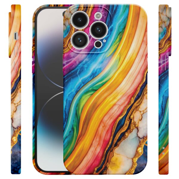 regenboog goud marmer opdruk_iPhone 14 Pro telefoonhoesje met volledige rondom bedrukking (4)