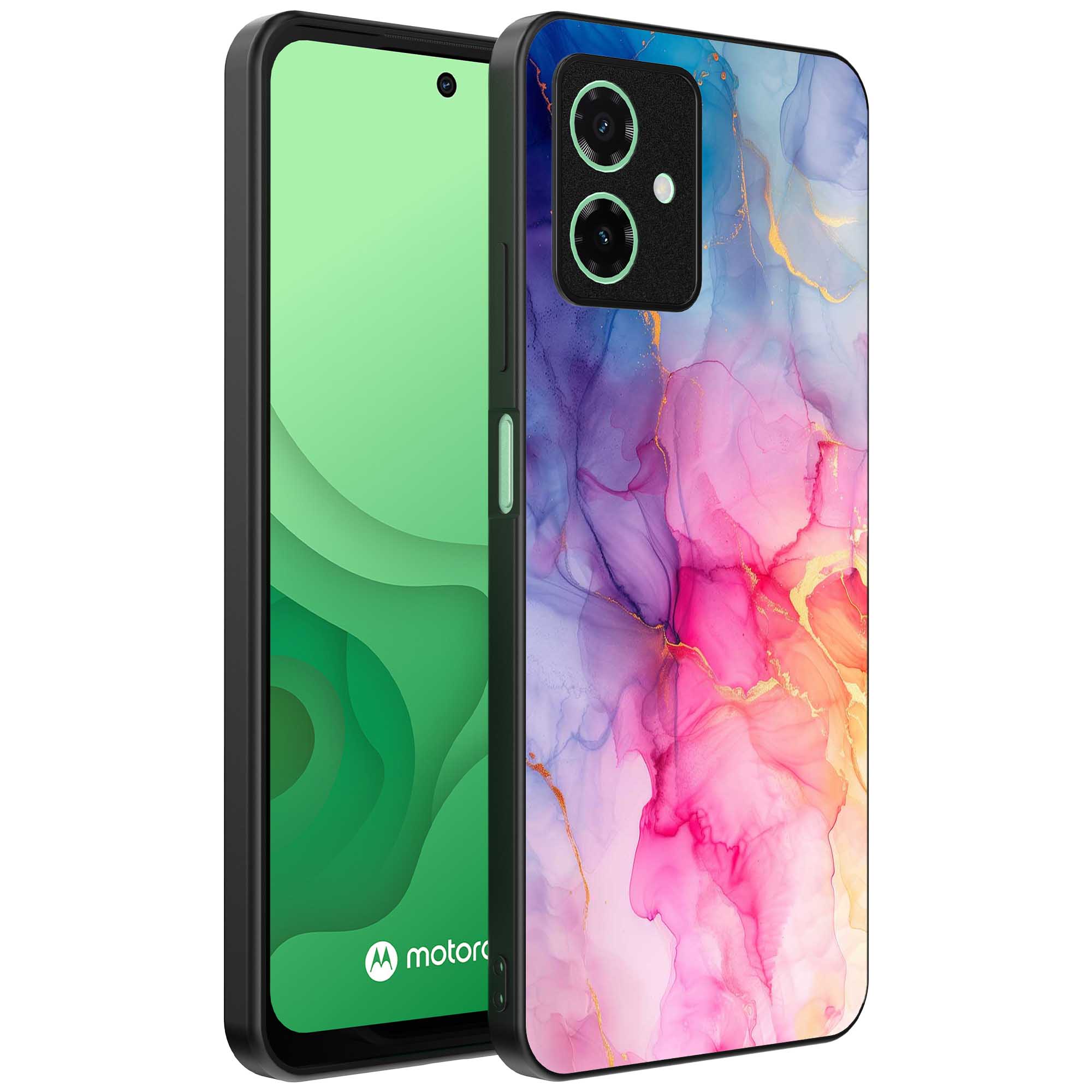 regenboog marmer opdruk_Motorola Moto G54 telefoonhoesje met